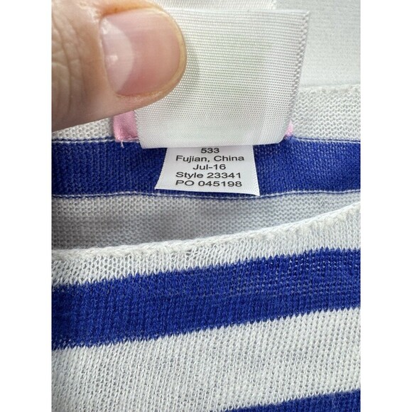 Lilly Pulitzer Camilla 100% Linen Top Size Small Blue Stripe Boatneck Sweater - Picture 9 of 11